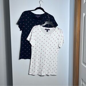 Flamingo Lover- Set of Two Tee Shirts - Navy & White With Flamingos